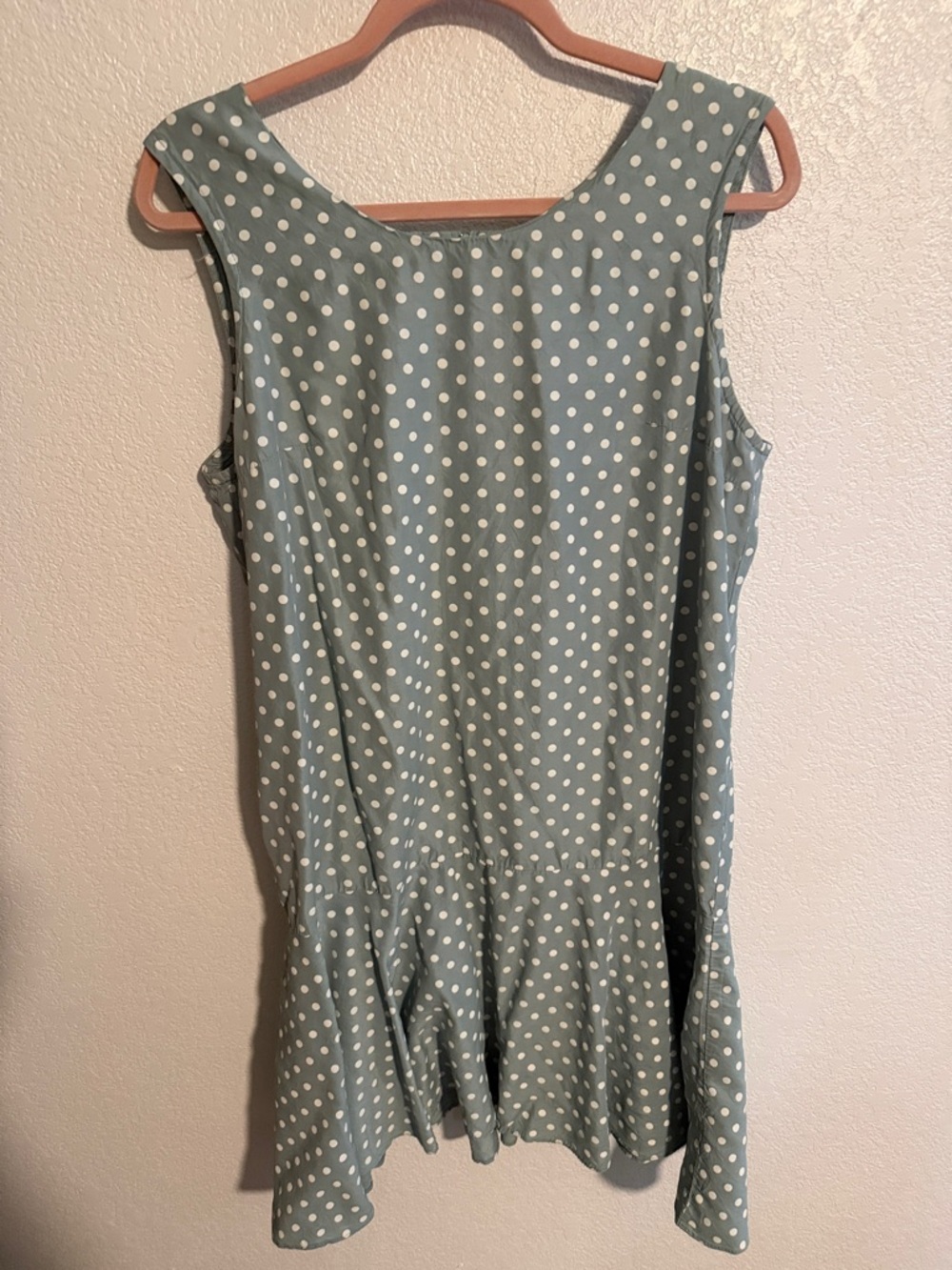 Vintage B.G.B. Ltd. Blue White Polka Dots Drop Waist Mini Dress 80s Size 14